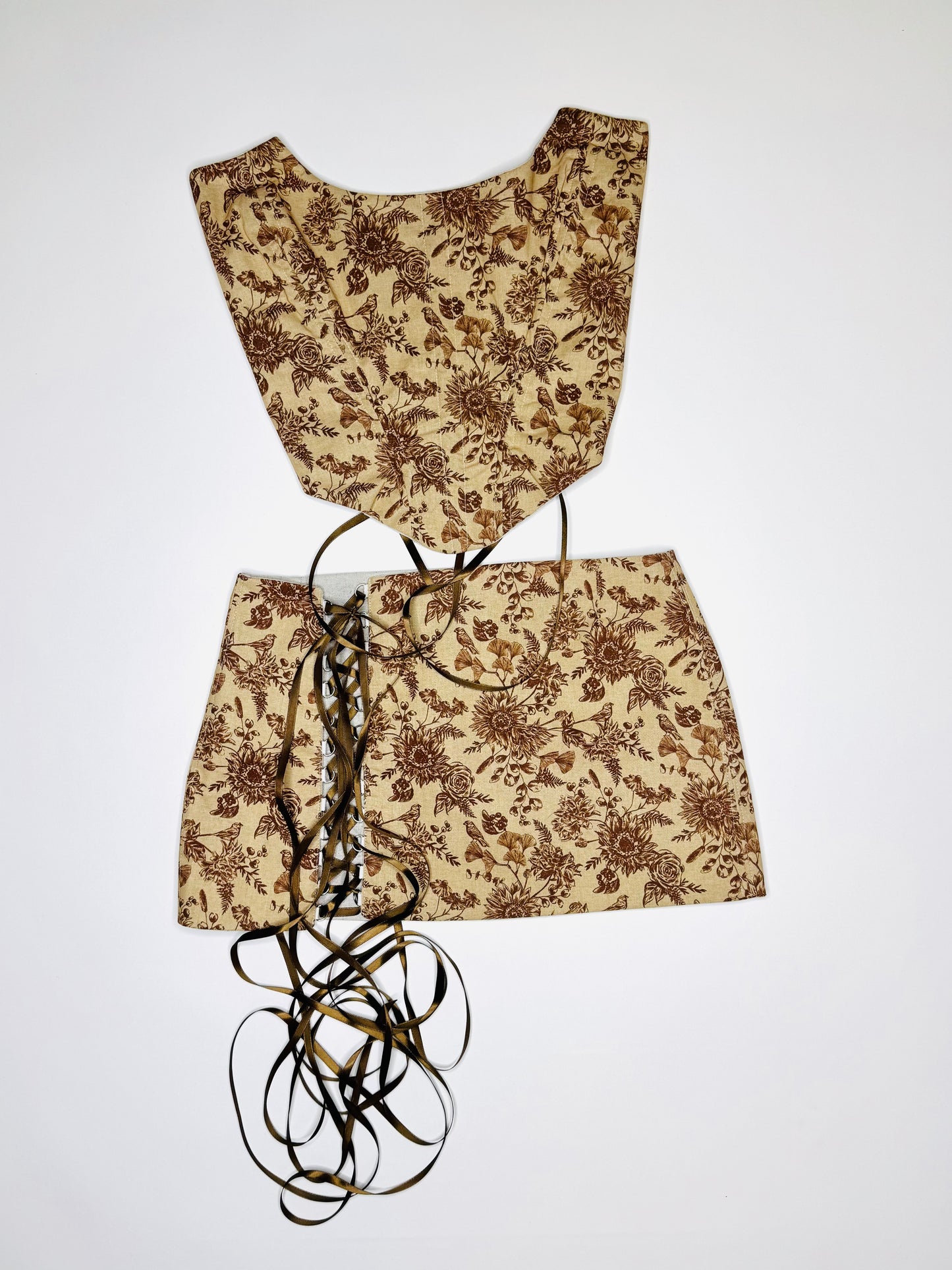 Brown Bird Floral Set