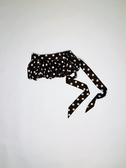 Brown Polka Dot Micro Bubble Skirt