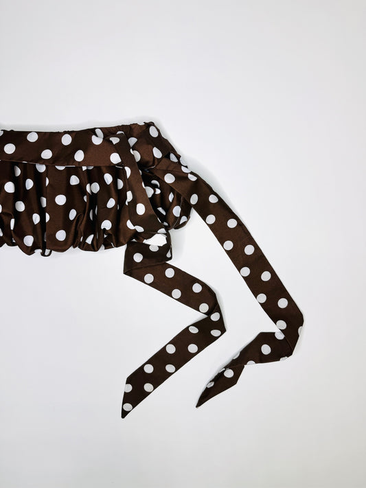 Brown Polka Dot Micro Bubble Skirt