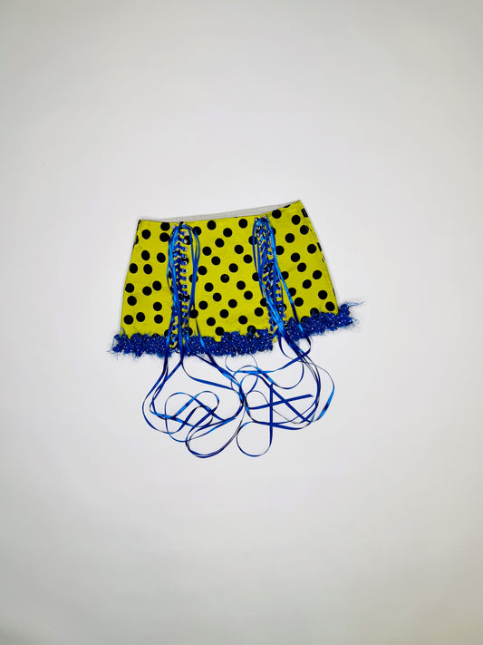 Fluorescent Yellow Ruffle Polka Dot Skirt
