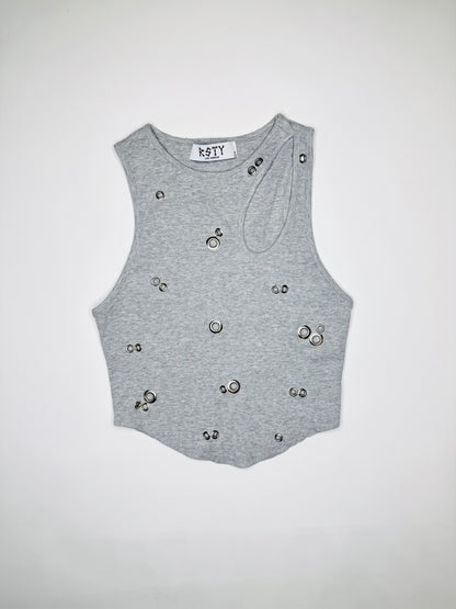 Grey Pierced Tank