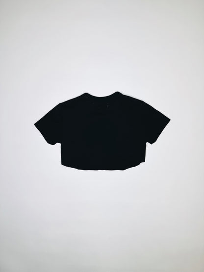 Black Cropped Pierced Tee