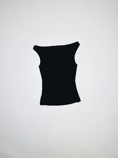 Ribbed Boatneck Pierced Tank