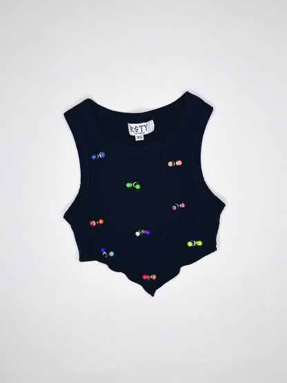 Ribbed Cropped Colorful Tank