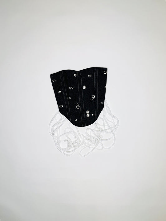 Black Denim Heart Shape Grommet Corset