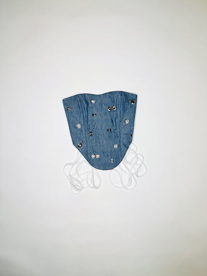 Blue Denim Grommet Corset