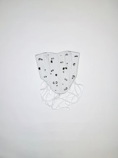 White Denim Pierced Studded Corset