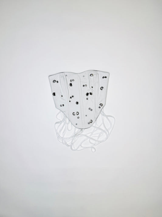 White Denim Pierced Studded Corset