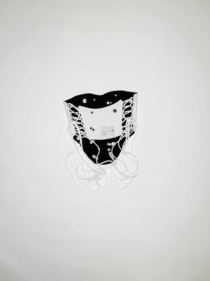 White Denim Pierced Studded Corset