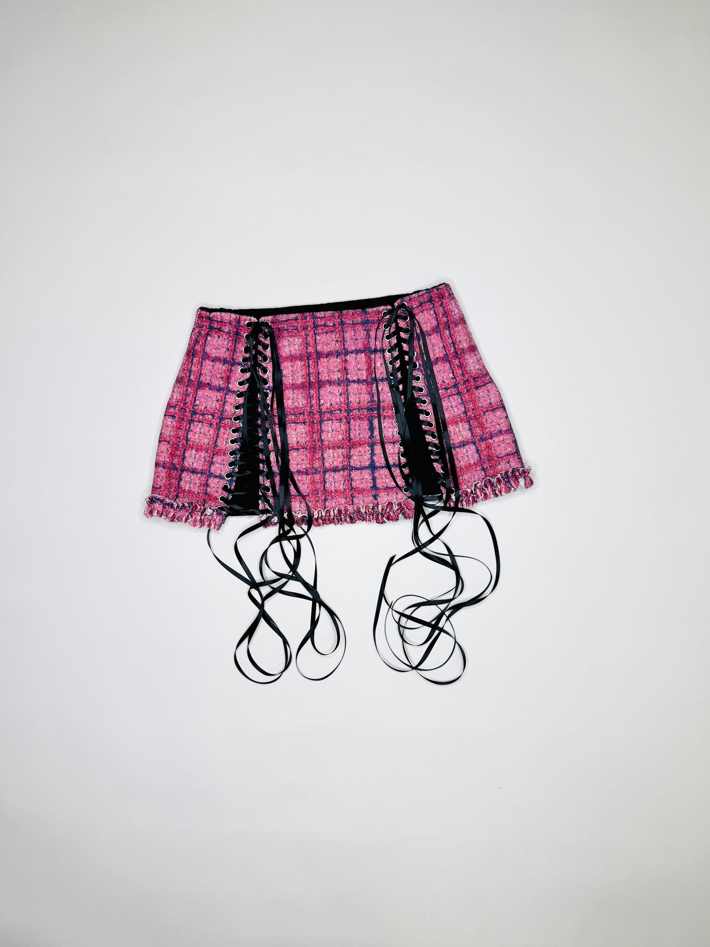 Pink Plaid Ruffle Skirt