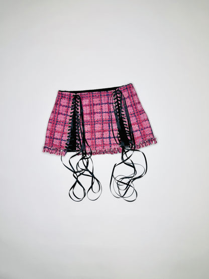 Pink Plaid Ruffle Skirt