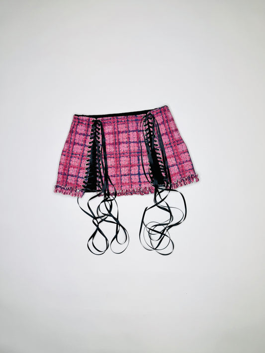 Pink Plaid Ruffle Skirt