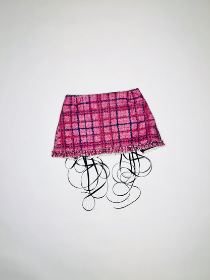 Pink Plaid Ruffle Skirt