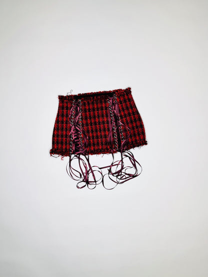 Red Plaid Ruffle Skirt