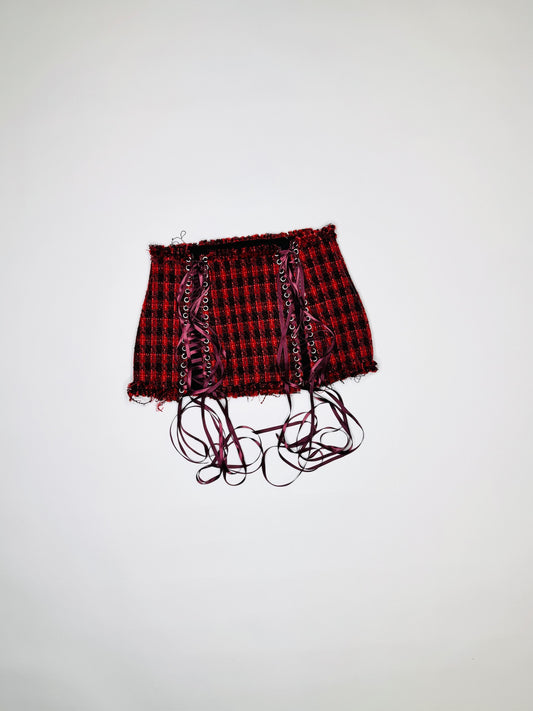 Red Plaid Ruffle Skirt