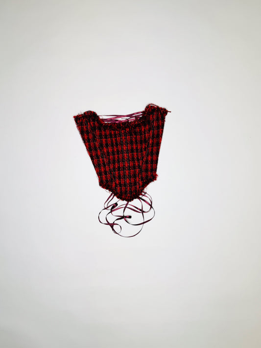 Red Plaid Ruffle Corset